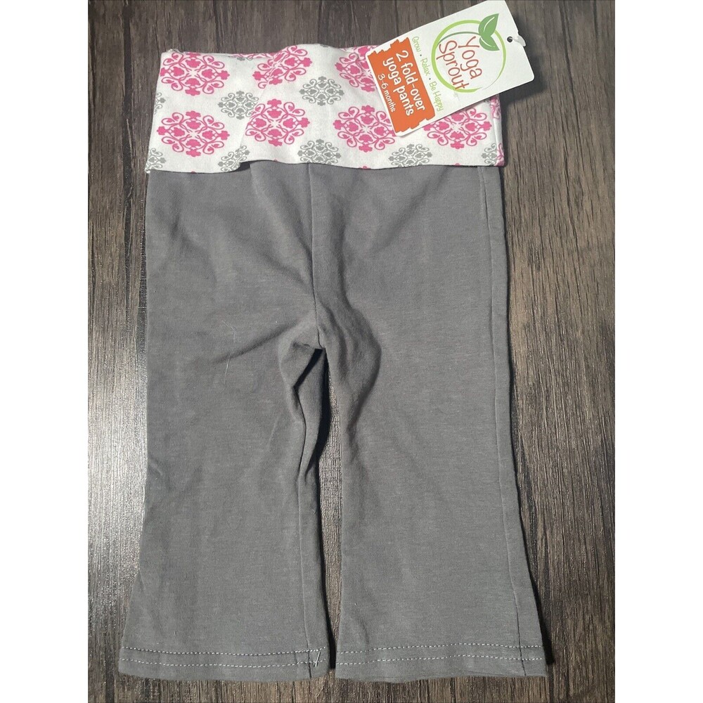 Yoga Sprout pink fold down pants knit stretchy cotton casual Size 3-6mo